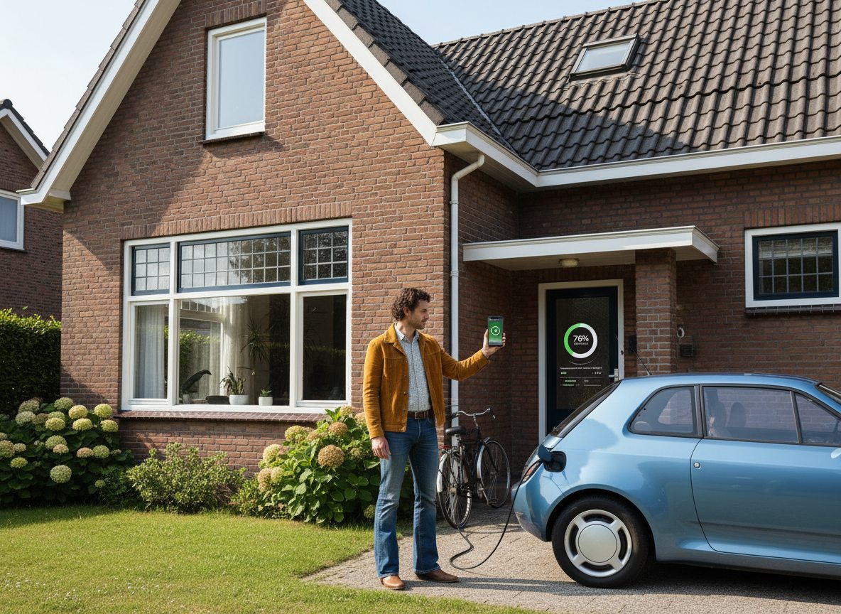 laadpaal in gebruik door huiseigenaar in de zomer